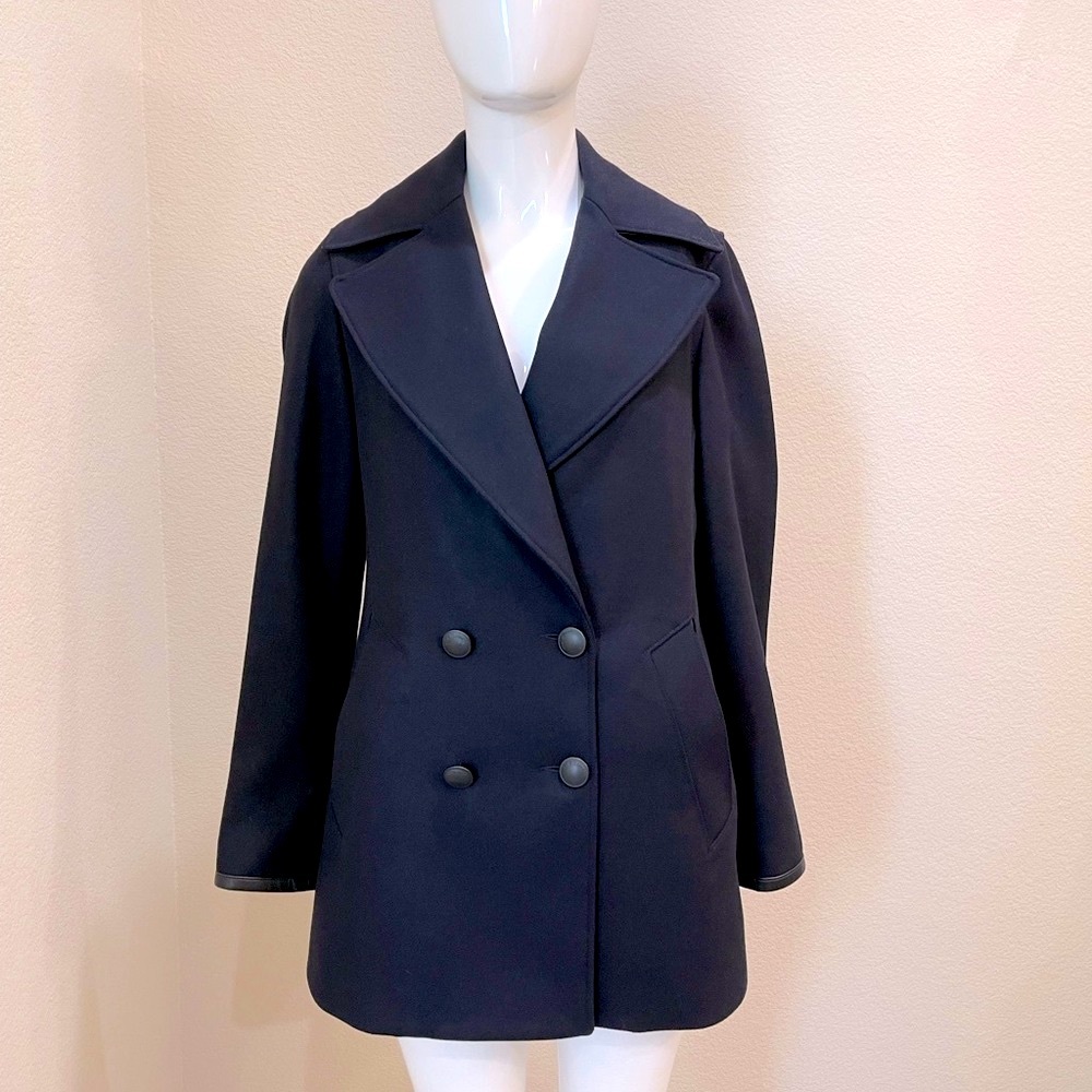 NWOT rag & bone women’s leather trim wool peacoat